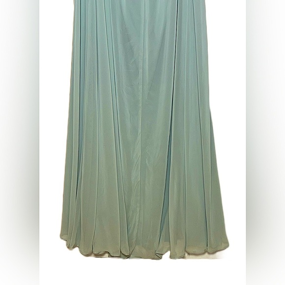 NWT Dessy Collection Tie-Back Cutout Maxi Dress w/ Front Slit, Willow Green, 14R - Picture 12 of 16